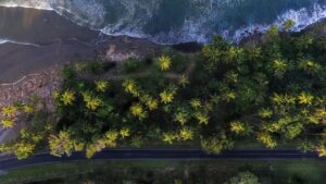 Costa tropical caribeño de Costa Rica desde el aire