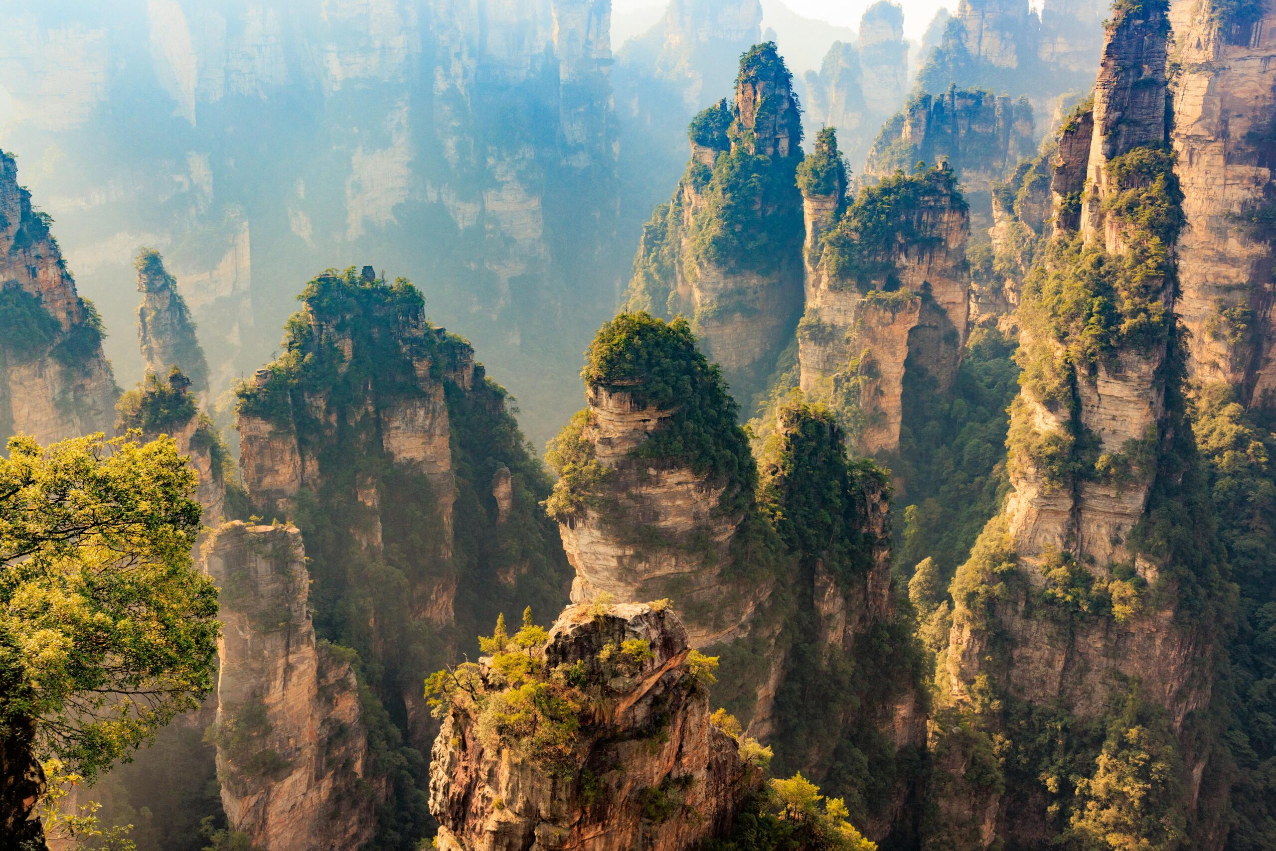 Formaciones rocosas verticales de Zhangjiajie parque geologico patrimonio UNESCO en China