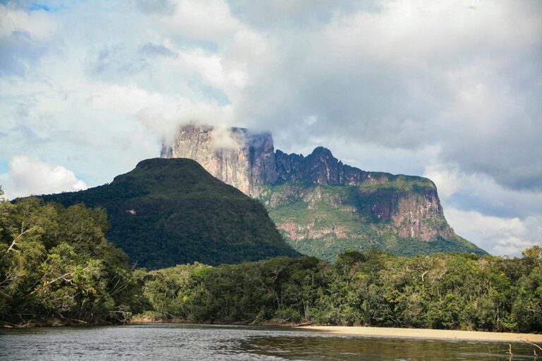 Paisaje natural de Venezuela con la exuberante selva tropical y cascadas