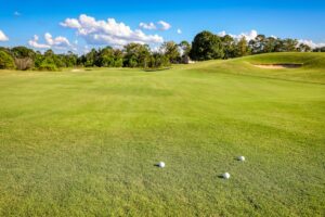 campo de golf en Estados Unidos con green y banderín
