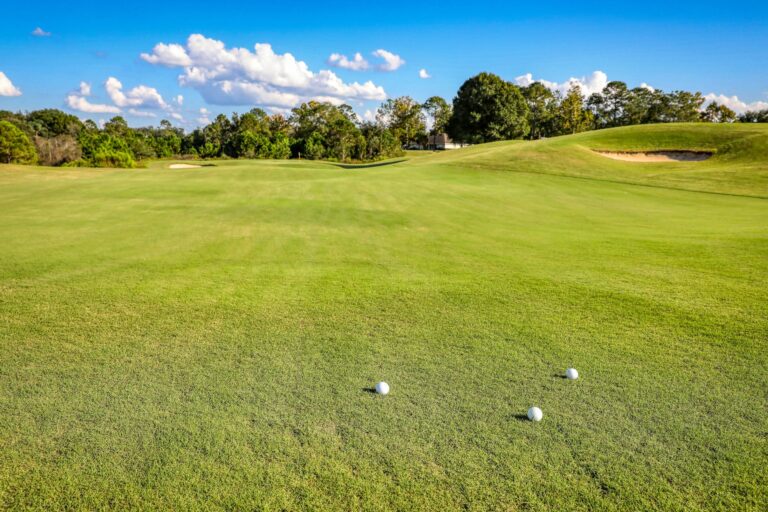 campo de golf en Estados Unidos con green y banderín