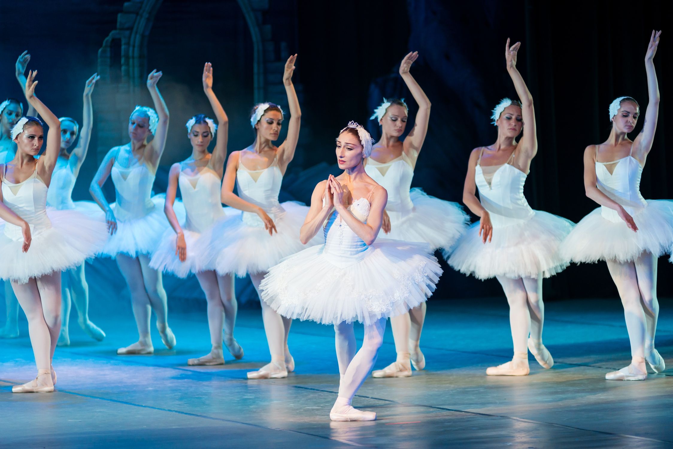 London Coliseum: guía de ballet y ópera en Londres 2026 2 Bailarinas de ballet clásico actuando en el escenario