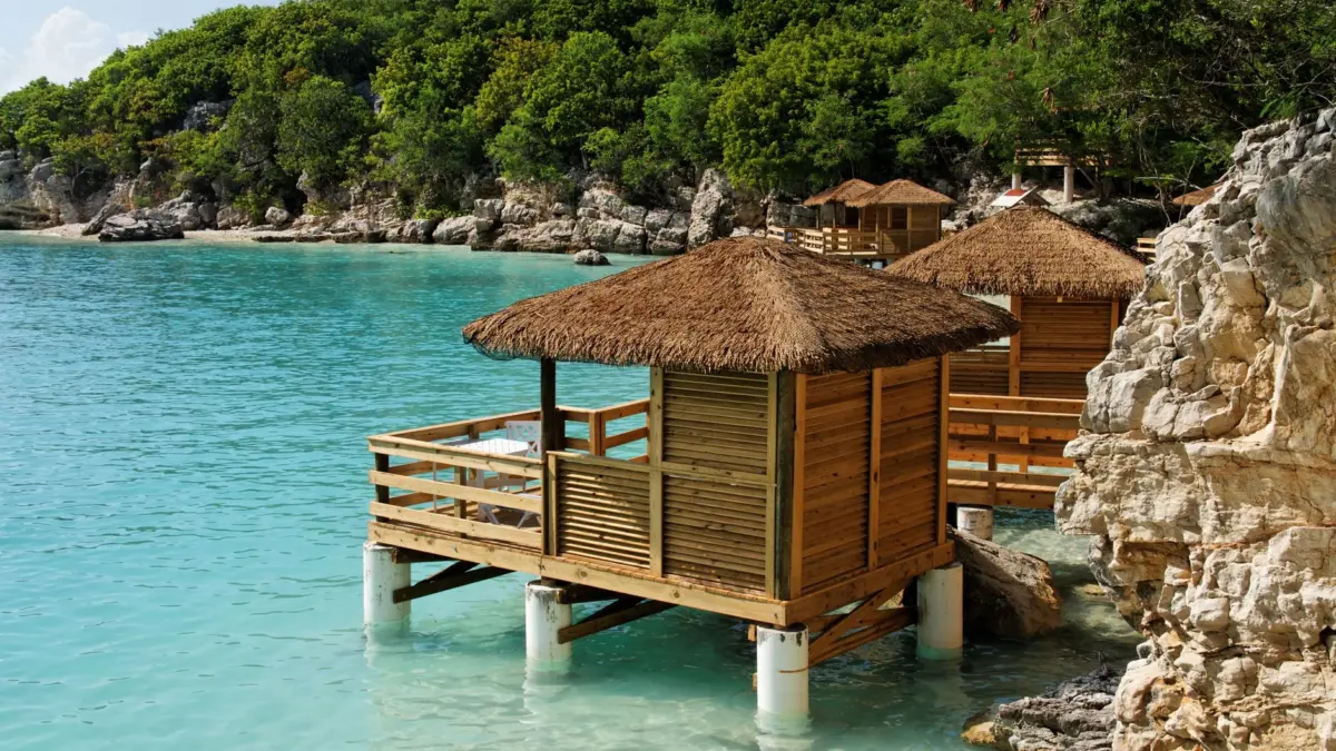 Playa tropical del Caribe con aguas turquesas y palmeras
