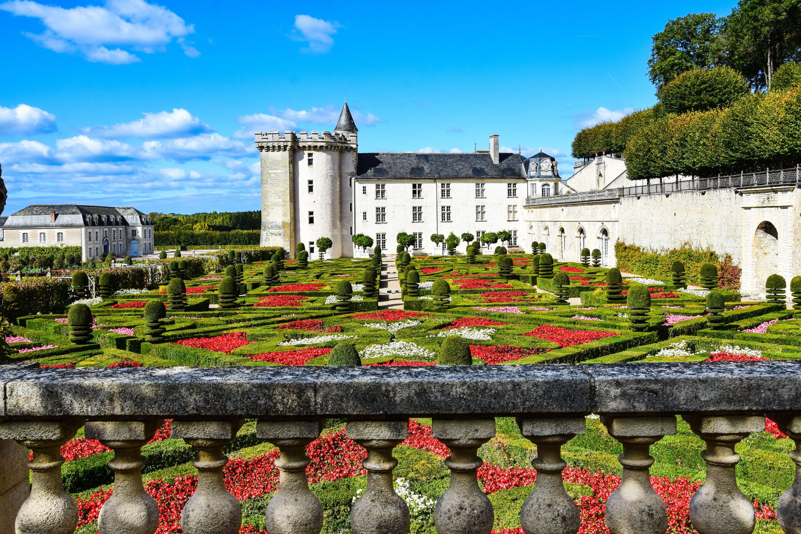 Jardines renacentistas del castillo de Villandry vistos desde arriba