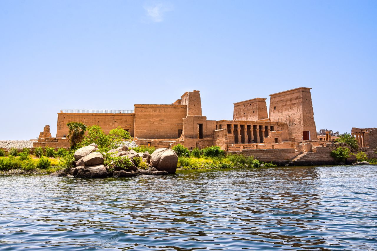 Templo de Philae a orillas del Nilo en Asumán, Egipto