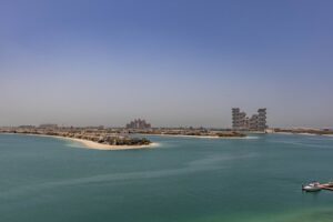 Vista aérea de las islas artificiales de Palm Jumeirah en Dubái