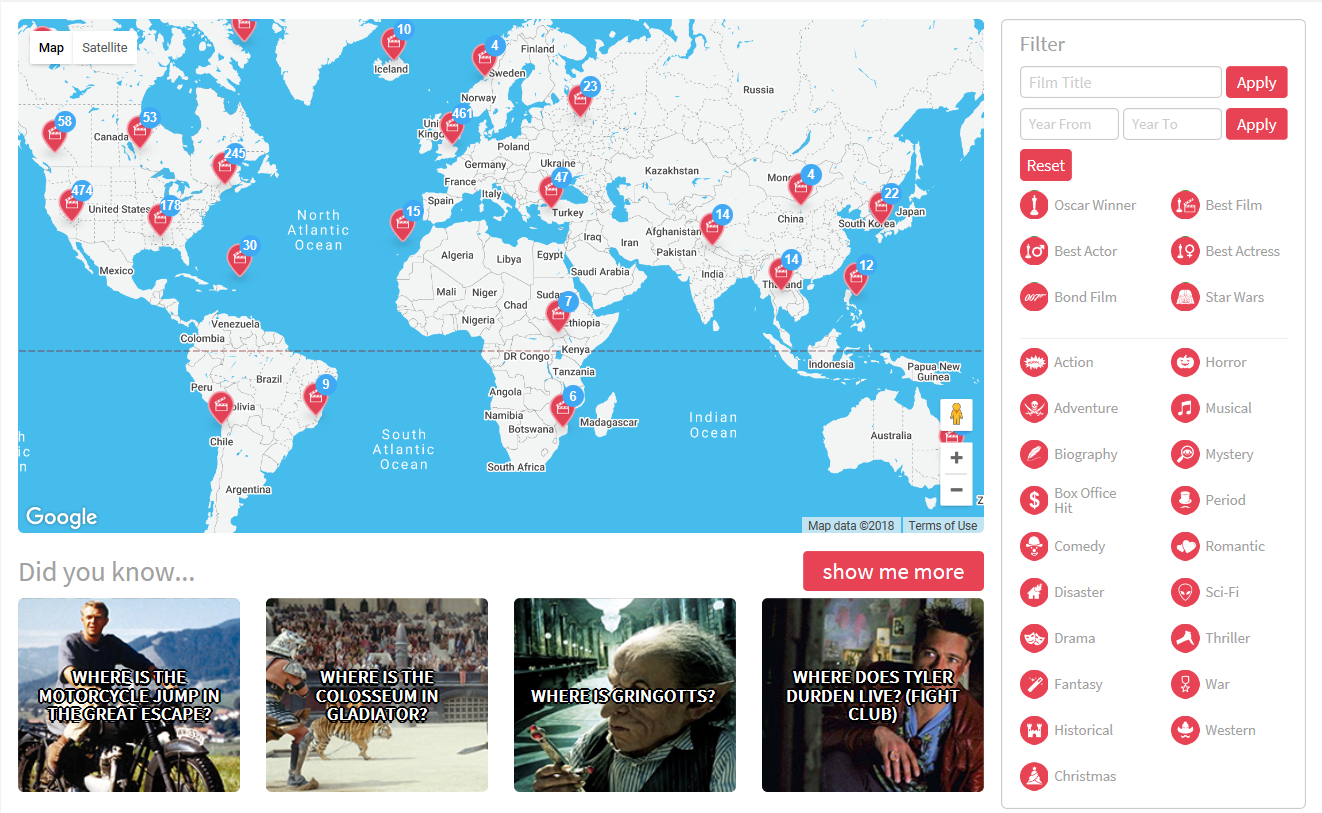 La vuelta al mundo en 442 películas por medio de un mapa interactivo 3