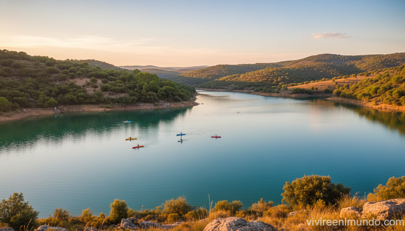 Embalse de Sierra Boyera en Belmez (Córdoba), ideal para windsurf, pirágüismo y deportes acuáticos