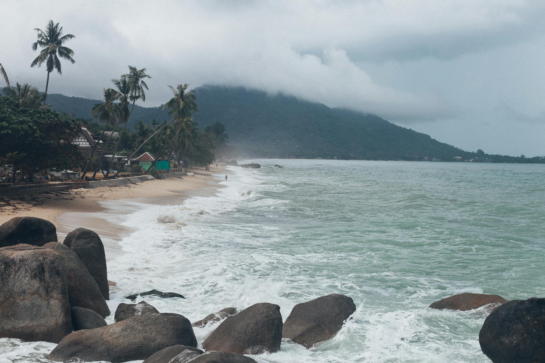 Playa de Koh Samui, Tailandia, con palmeras y arena blanca