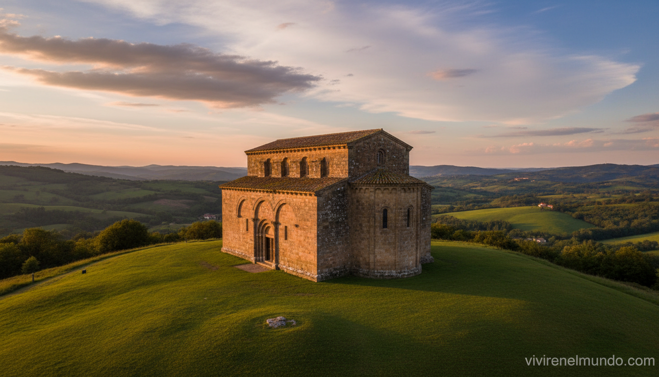 Santa Maria del Naranco en el monte Naranco, joya del prerromanico asturiano cerca de Oviedo