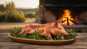 Porceddu sardo, el cochinillo asado sobre leña de mirto, plato icónico de Cerdeña