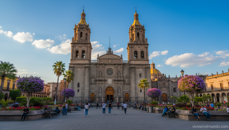 Catedral de Guadalajara con sus torres gemelas en el centro histórico de Jalisco, México