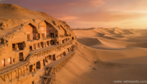 Grutas de Mogao en el acantilado del desierto de Dunhuang, China