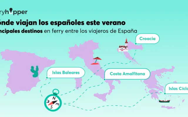 Baleares, Croacia y la Costa Amalfitana son los destinos favoritos de los españoles para viajar en ferry, según Ferryhopper