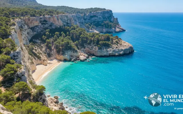 Cala de la Costa Blanca con agua turquesa y pinos sobre acantilados
